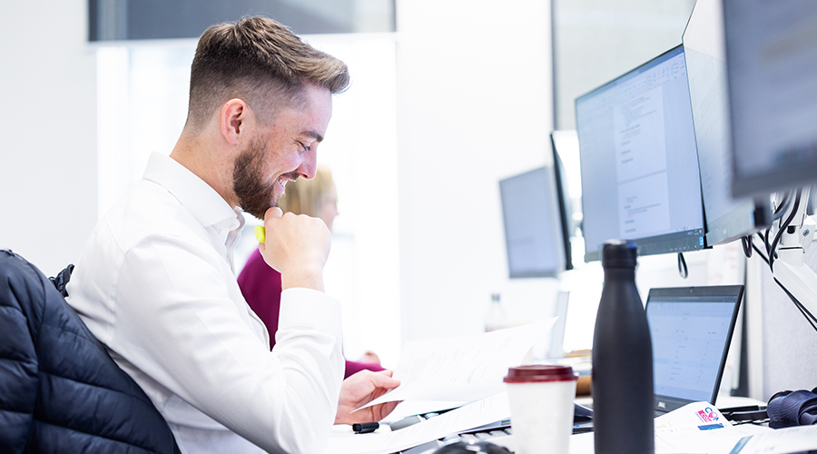 Man working on a computer