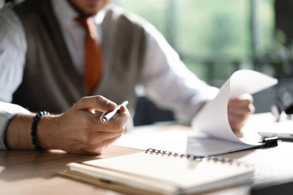 A man inspecting files