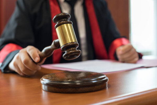 Judge and gavel in courtroom