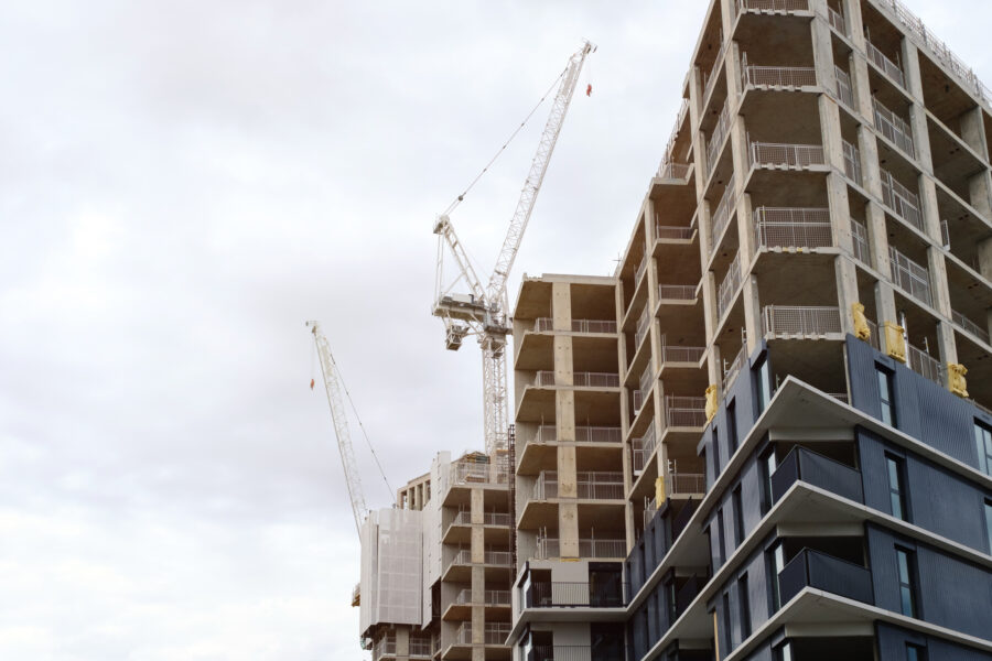 A building with cladding removed