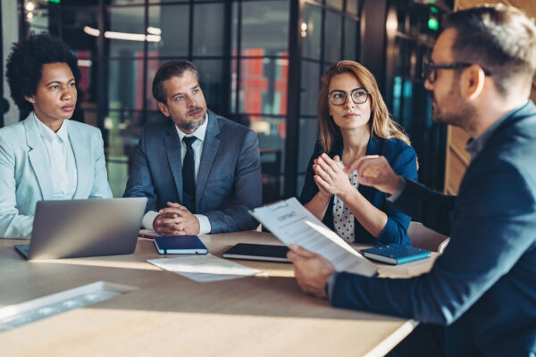 Business people discussing a meeting