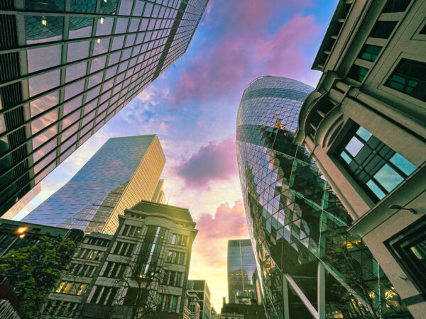 City of London office buildings at dawn