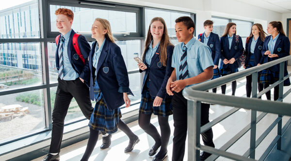 Children walking in an academy