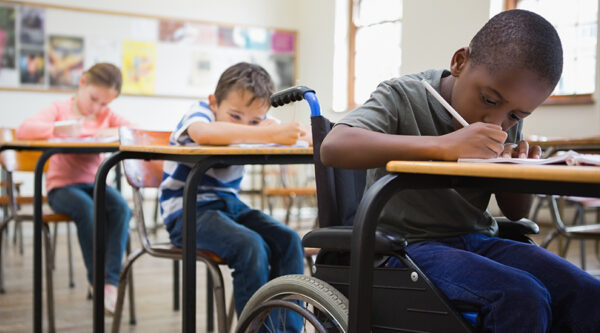 A disabled child in a school