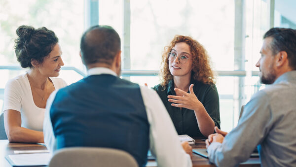 An in-house lawyer having a meeting