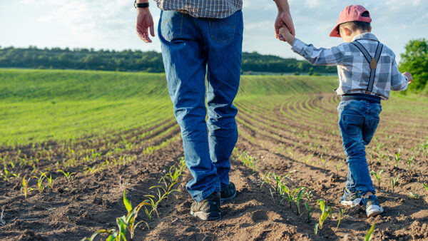 A farmer and their son