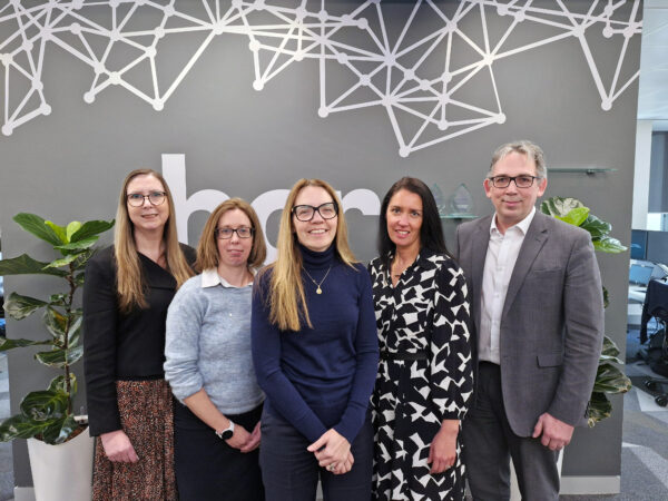 From left to right, Samantha Houlden, Julia Hutchings, Inger Anson, Amy Walpole, and James Grigg.