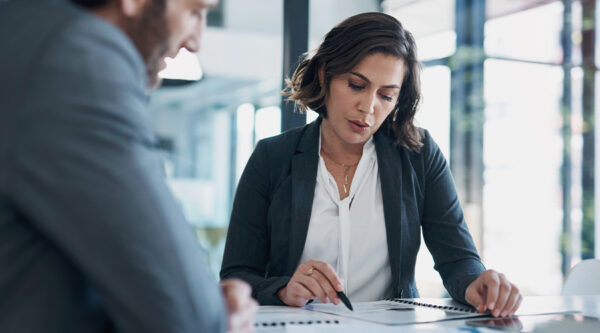 A businesswoman deciding on procurement